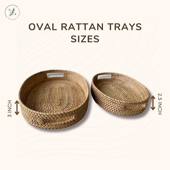 NEW Rattan Wicker Tray Perfect Christmas Gifts for Women, Serving Tray - Picture 4 of 9